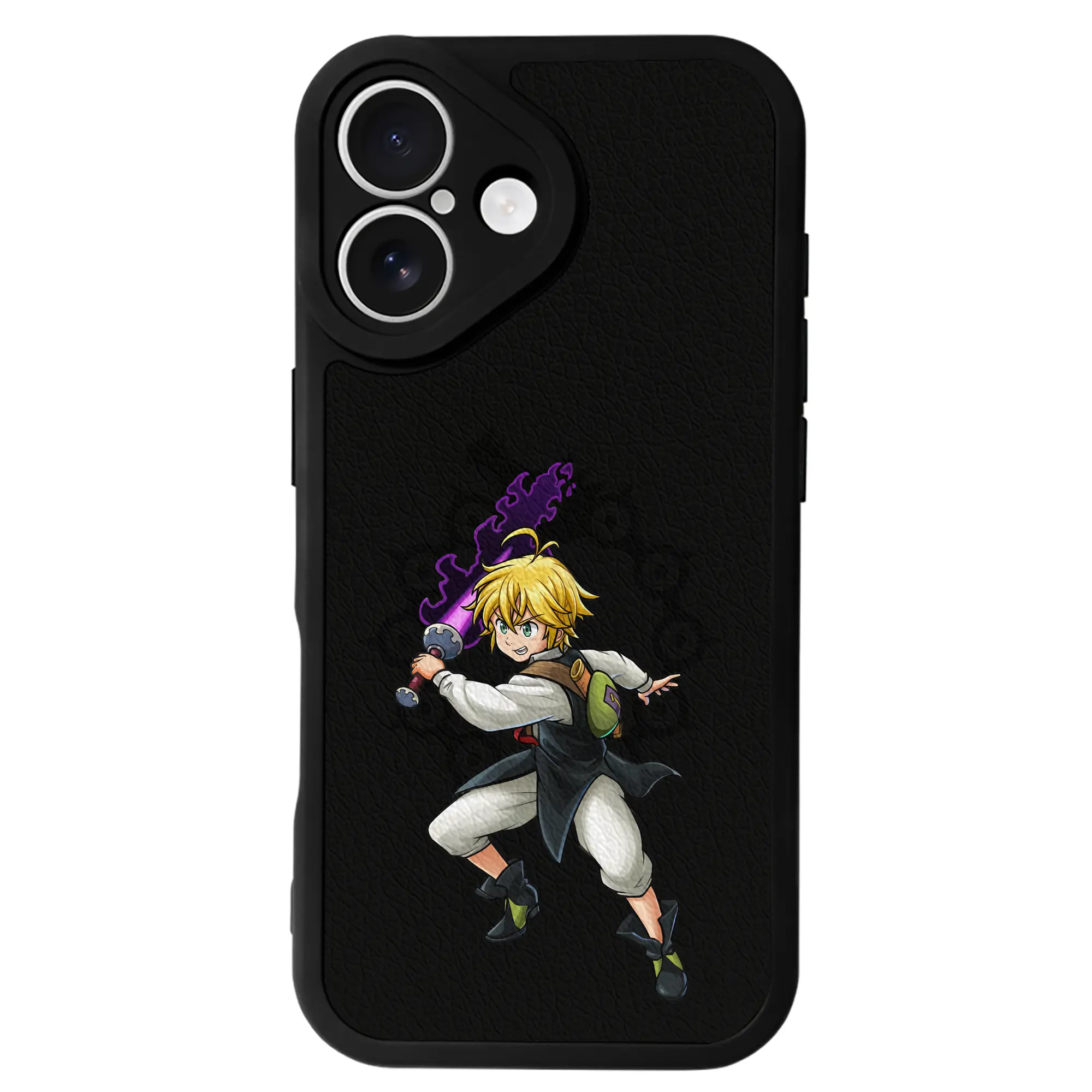 七つの大罪 グッズ メリオダス - IPhone 16シリーズ対応 ・ シリコンスマホケース ・ レザー調 ・ 高精度フィット ・ 耐衝撃 ・ ワイヤレス充電対応 ・ 精密カット